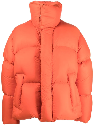 Shop Ambush High-collar Padded Short Jacket In Orange