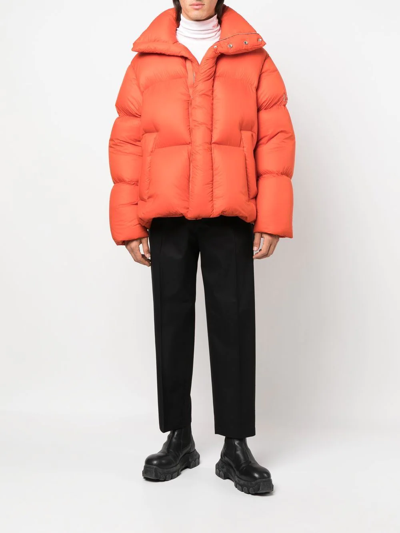 Shop Ambush High-collar Padded Short Jacket In Orange
