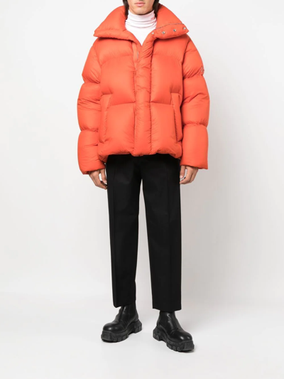 Ambush High-collar Padded Short Jacket In Orange