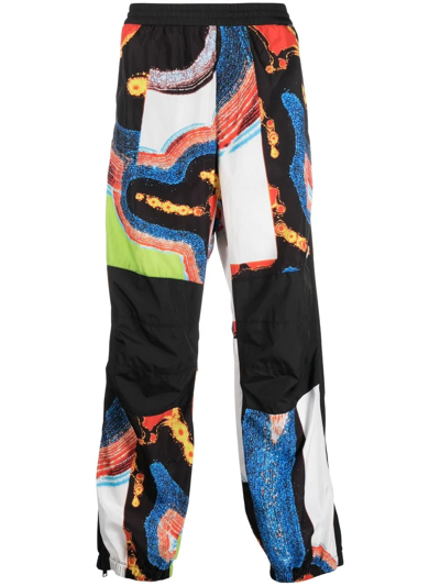 Shop Ambush Abstract-pattern Paneled Track Pants In Schwarz