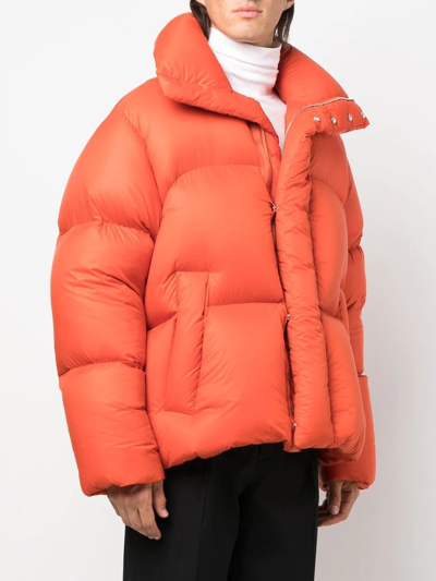 Ambush High-collar Padded Short Jacket In Orange