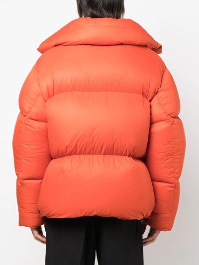 Ambush High-collar Padded Short Jacket In Orange