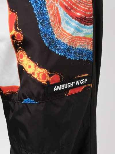 Ambush Abstract-pattern Paneled Track Pants In Schwarz