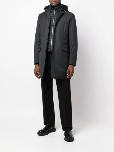 Moorer Buttoned-up Hooded Parka In Grau