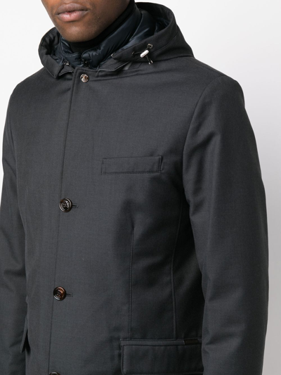 Shop Moorer Buttoned-up Hooded Parka In Grau