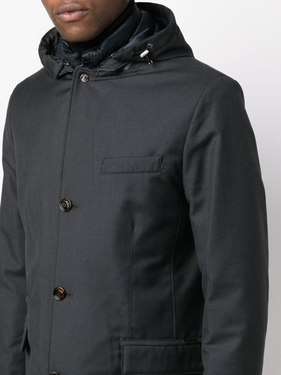 Moorer Buttoned-up Hooded Parka In Grau