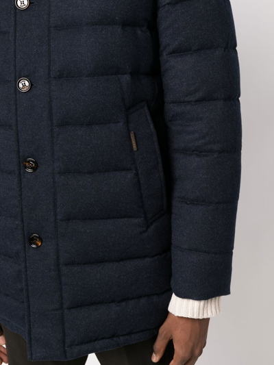 Shop Moorer Padded High-neck Coat In Blue