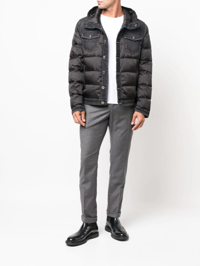 Moorer Button-up Padded Down Jacket In Schwarz