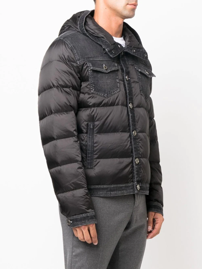 Moorer Button-up Padded Down Jacket In Schwarz