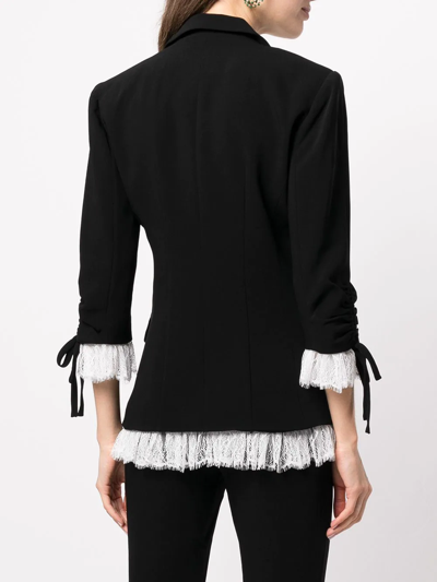 Shop Cinq À Sept Roxie Lace-trim Blazer In Black