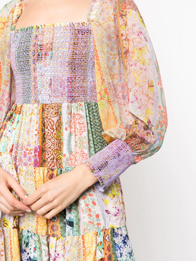 Shop Alice And Olivia Rowen Tiered Mini Dress In Multicolour
