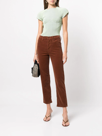 Shop Mother Tomcat Cropped-leg Jeans In Brown