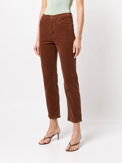 Shop Mother Tomcat Cropped-leg Jeans In Brown