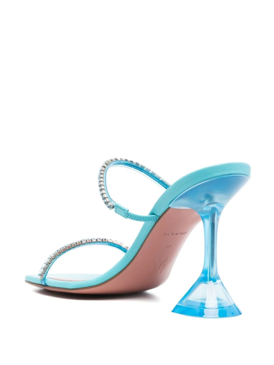 Shop Amina Muaddi Gilda Crystal-embellished Sandals In Blau