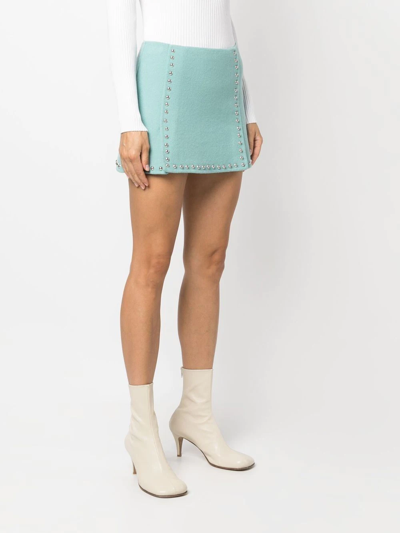Shop P.a.r.o.s.h Bleak Studded Mini Skirt In Blau