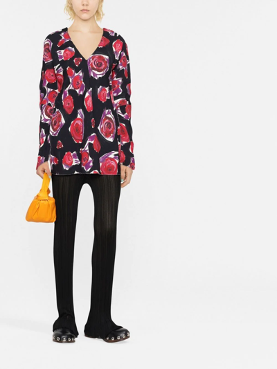 Shop Marni Rose Print Top In Schwarz