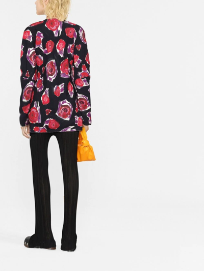 Shop Marni Rose Print Top In Schwarz