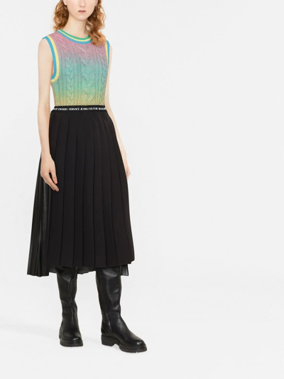 Versace Jeans Couture Pleated Asymmetric Skirt In Schwarz