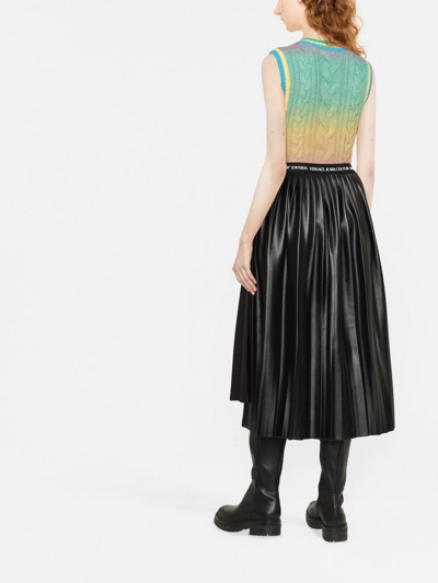 Shop Versace Jeans Couture Pleated Asymmetric Skirt In Schwarz