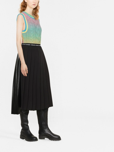 Versace Jeans Couture Pleated Asymmetric Skirt In Schwarz