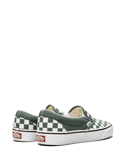 Vans Classic Slip-on Checkerboard Sneakers In Green In Green