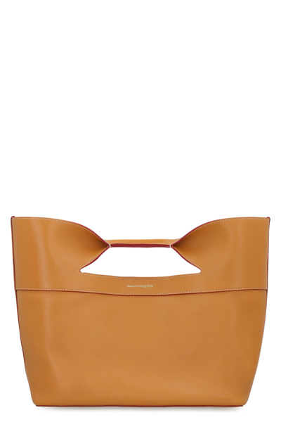 Shop Alexander Mcqueen The Bow Leather Bag In Brown