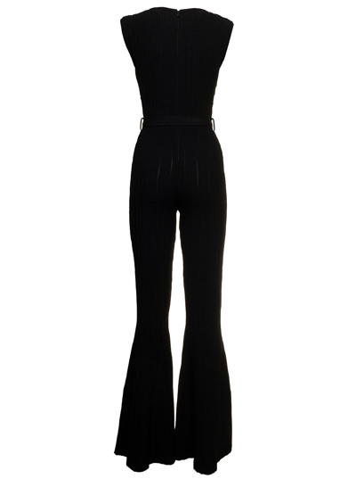 Shop Alberta Ferretti Flare Viscose Jumpsuit With Bow  Woman In Black