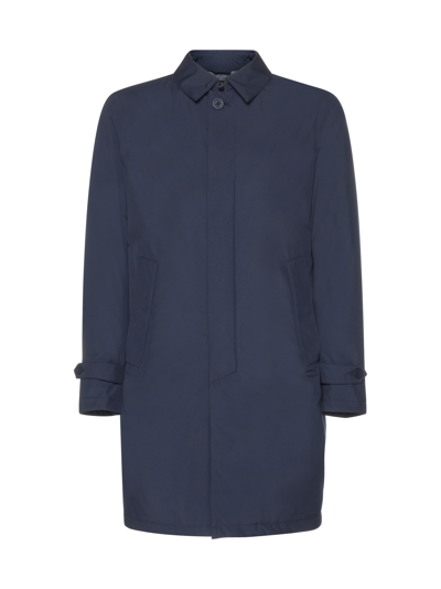 Shop Herno Laminar Coat In Blu Navy