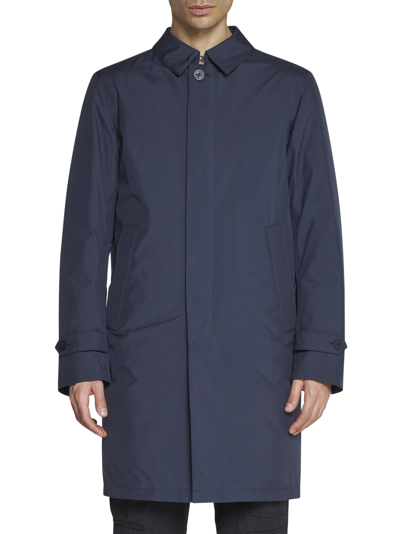 Shop Herno Laminar Coat In Blu Navy