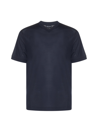 Shop Giorgio Armani T-shirt In Royal Blue