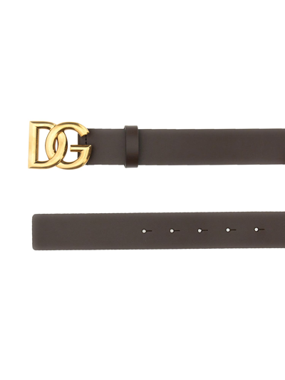Shop Dolce & Gabbana Leather Belt In Marrone