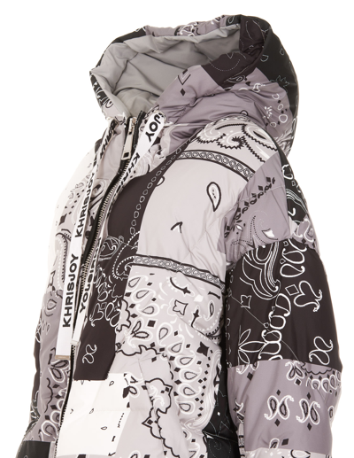 Shop Khrisjoy Puffer Heavy Jacket With Bandana Print In Grey