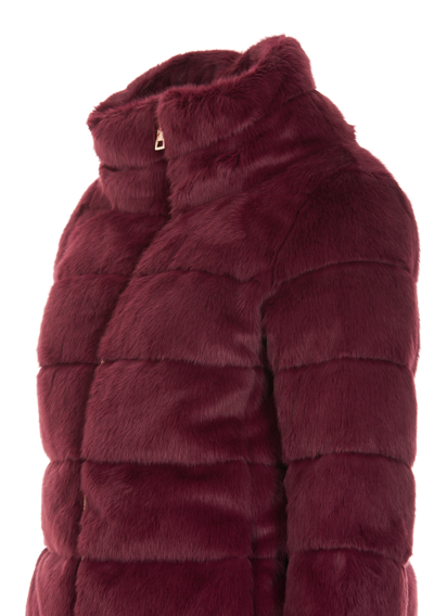 Shop Herno Faux Fur Down Jacket In Red