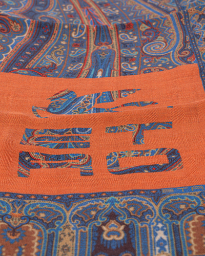 Shop Etro Cashmere And Silk Scarf Embellished In Blu