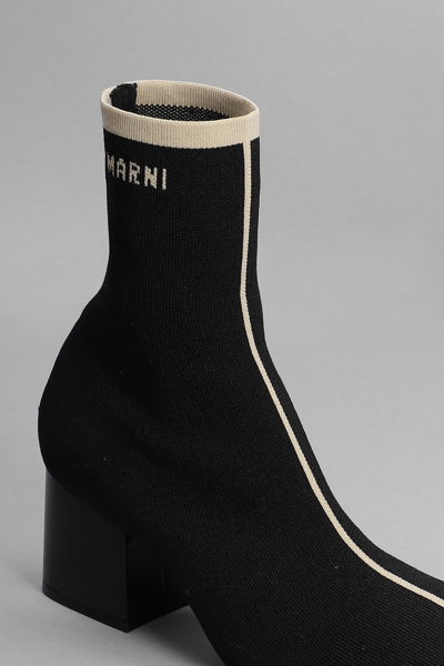 Shop Marni High Heels Ankle Boots In Black Canvas