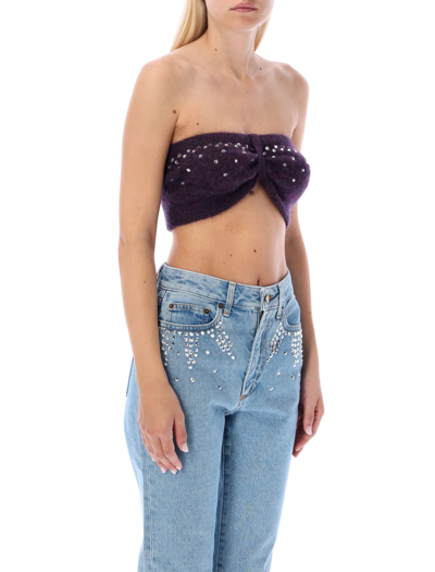 Shop Alessandra Rich Crystal Embellishments Bandeau In Purple