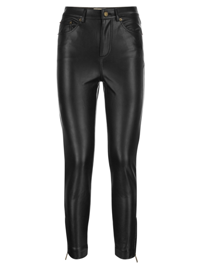 Shop Michael Kors Faux Leather 5-pocket Trousers In Black