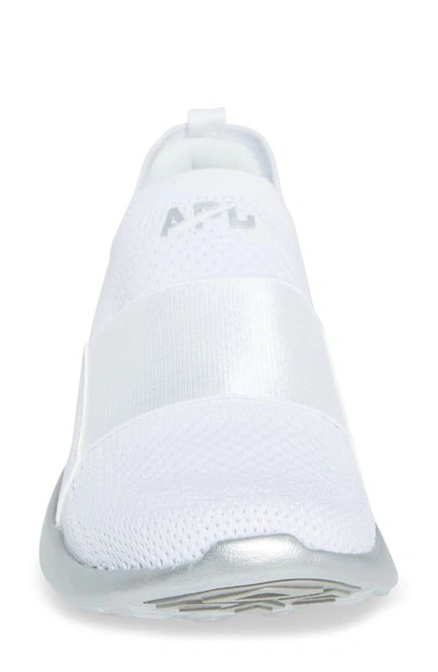 Shop Apl Athletic Propulsion Labs Techloom Bliss Knit Running Shoe In White / Chrome