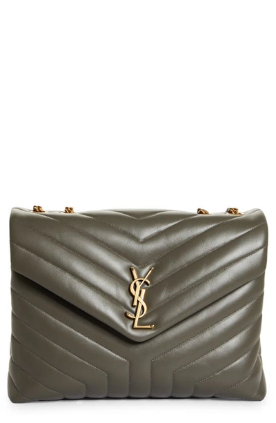 Shop Saint Laurent Medium Loulou Matelassé Leather Shoulder Bag In Storm