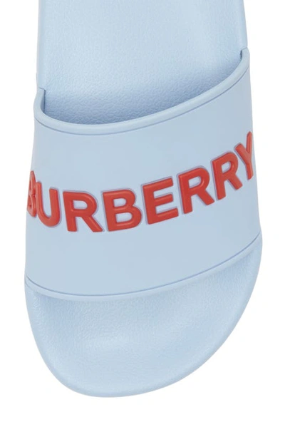 Shop Burberry Furley Logo Slide Sandal In Pale Blue