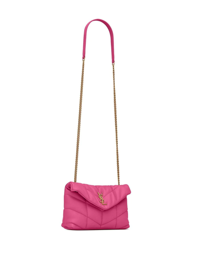 Shop Saint Laurent Mini Puffy Shoulder Bag In Rosa