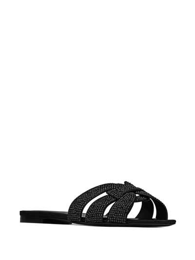 Shop Saint Laurent Tribute Flat Sandals In Black