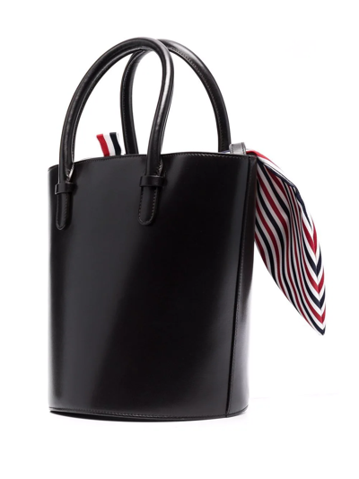 Shop Thom Browne Rwb-stripe Bucket Bag In Brown