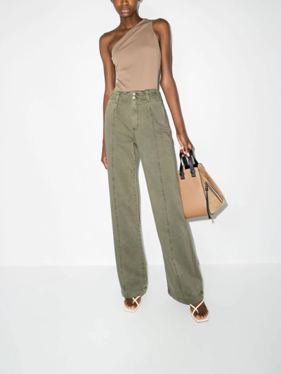 Shop Paige Brooklyn Wide-leg Trousers In Grün