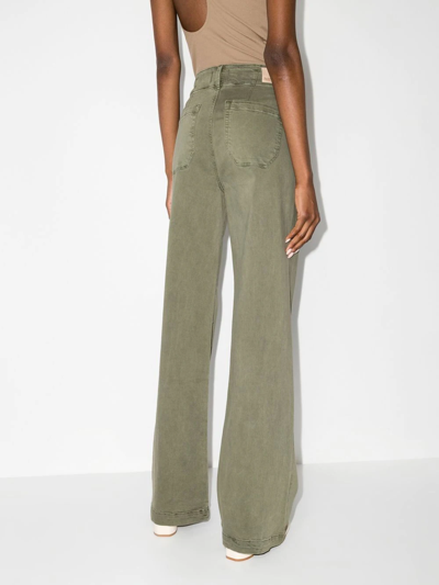 Shop Paige Brooklyn Wide-leg Trousers In Grün