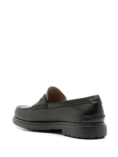 Shop Ferragamo Leather Penny Loafers In Black