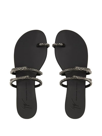 Shop Giuseppe Zanotti Catena Leather Sandals In Black