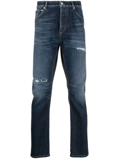 Shop Brunello Cucinelli Low-rise Straight-leg Jeans In Blue
