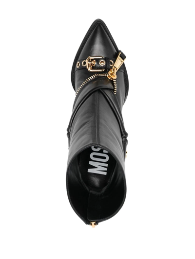 Shop Moschino Biker Jacket-detail 125mm Boots In Schwarz