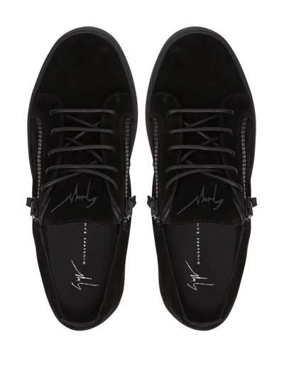Shop Giuseppe Zanotti Frankie Suede Low-top Sneakers In Black